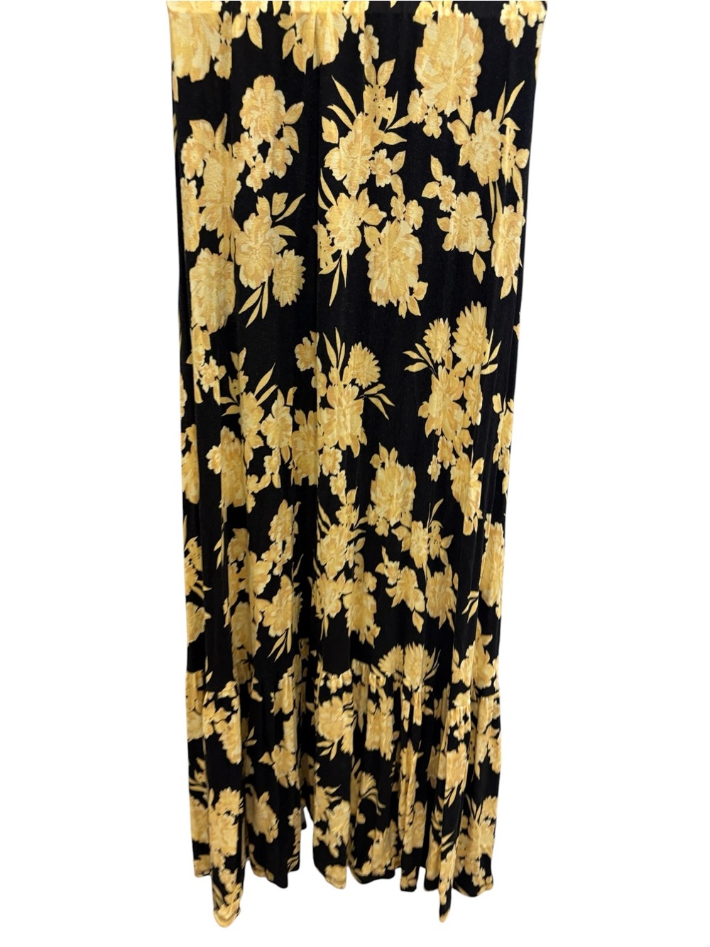 TORRID Women’s Sleeveless Tiered Maxi Dress Sundress Yellow Black Floral Size 1 - Picture 6 of 16